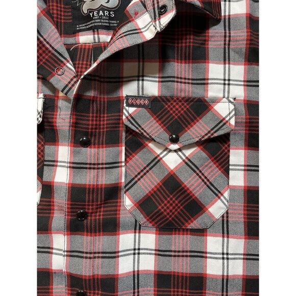 Dixxon Flannel Klock Werks 25 Year Limited Edition Red White Plaid Men’s L Snap - Picture 9 of 12